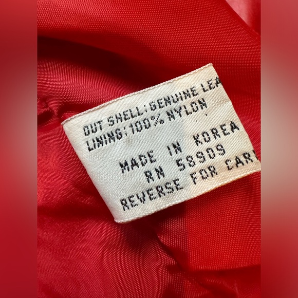 Y2K Preston & York Geniune  leather  full length Chrismats Red  jacket XL - Picture 7 of 14